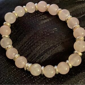 Rose Quartz Natural Stone W/Goldtone Spacer Beads
